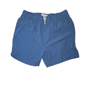 Vintage Summer Swimwear Mens Swim Trunks Drawstring  Mesh Lined Blue Size L